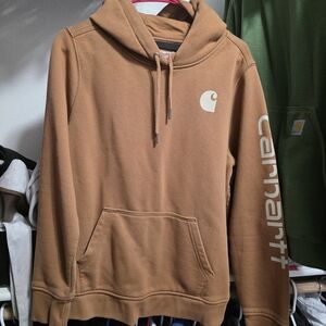 Carhartt Women's Brown Hoodie with Sleeve Logo